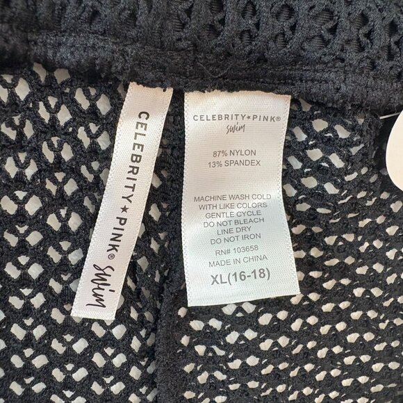 Celebrity Pink Swim XL (16-18) Black  Eyelet Smocked Shorts Beach /Pool Cover-Up - Picture 3 of 9